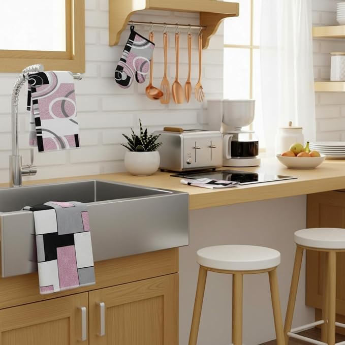 Jingmore 6 Pcs Kitchen Decor Set Accessory Farmhouse Kitchen Towels Pot Holders - Image 3