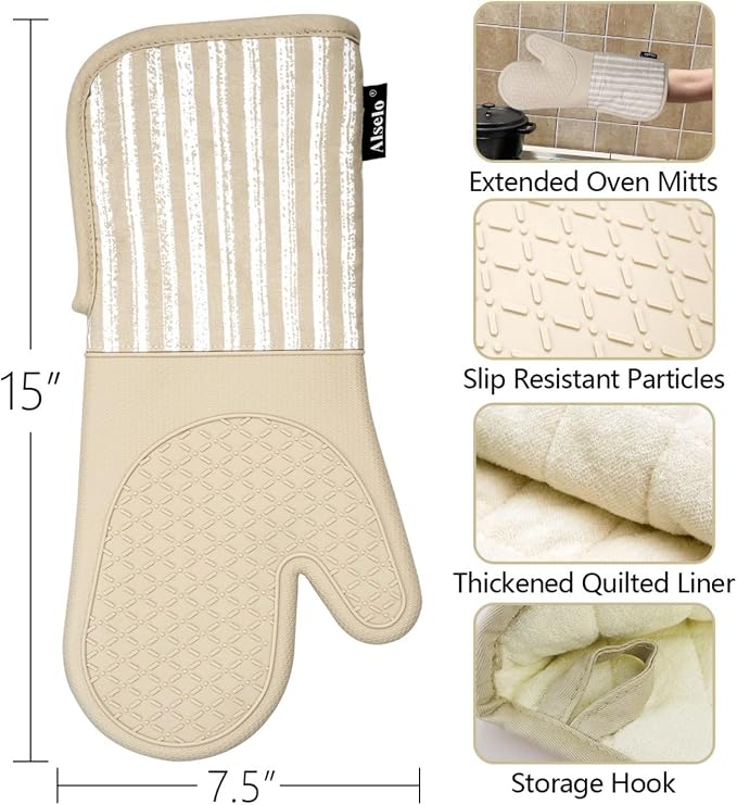 Alselo Silicone Oven Mitts Heat Resistant 932℉ - Image 2