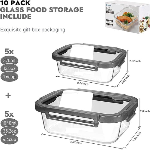 10-Pack Glass Food Storage Containers - Image 2