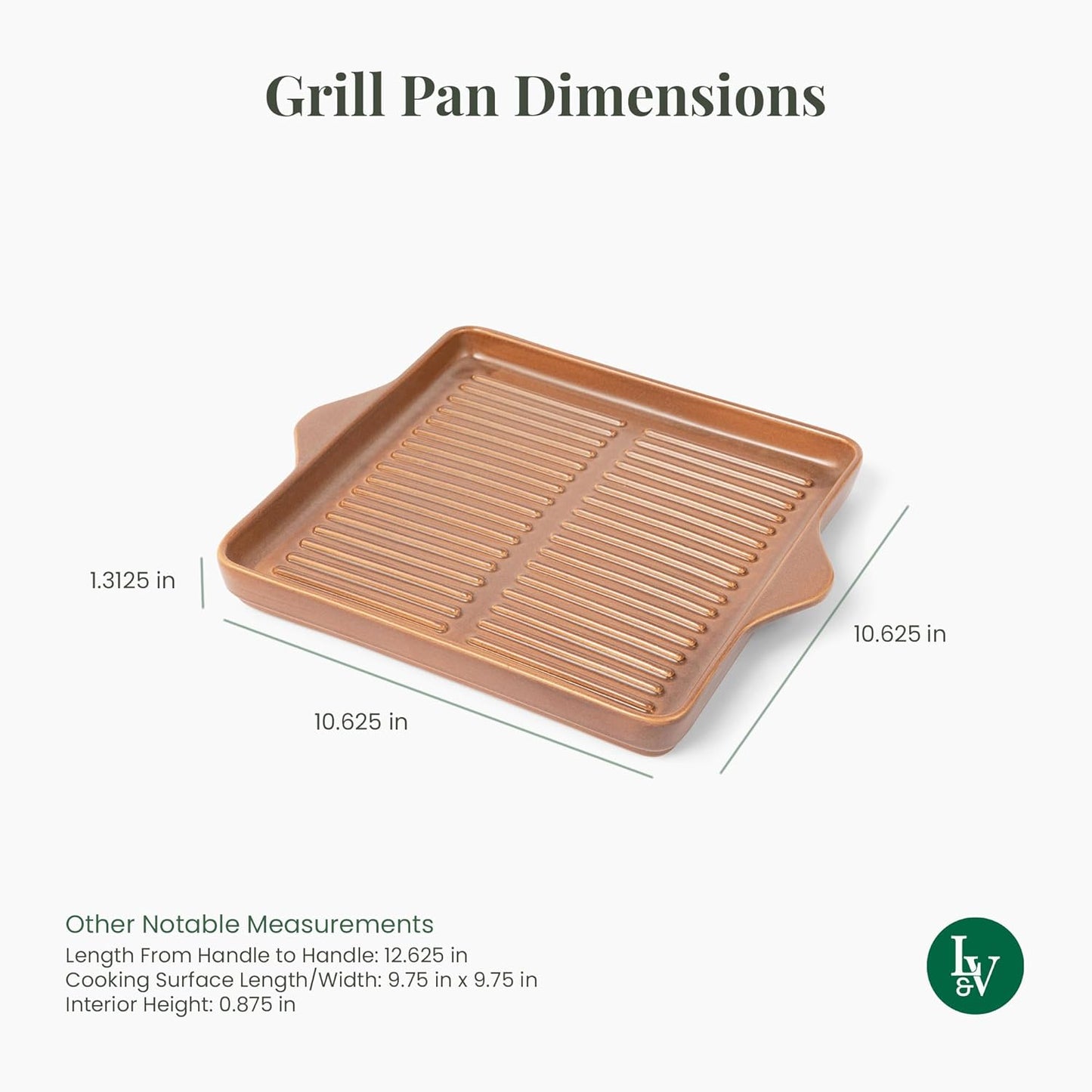 Larder & Vine Indoor/Outdoor Ceramic Stoneware Grill Pan Handmade in Italy