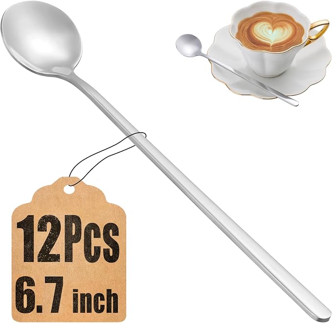 12 Pcs Teaspoons Set, 6.7 Inch Tea Spoons Long Handle, Small Teaspoons by MUTNITT