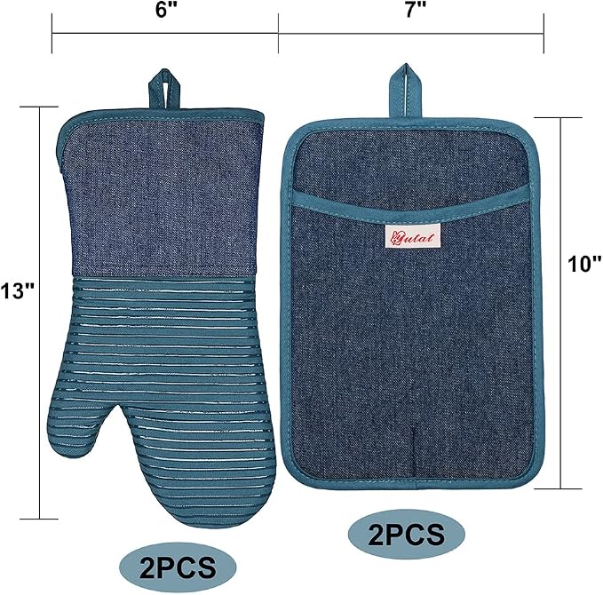 Yutat Oven Mitts, Pot Holders Set of 4 Made - Image 2
