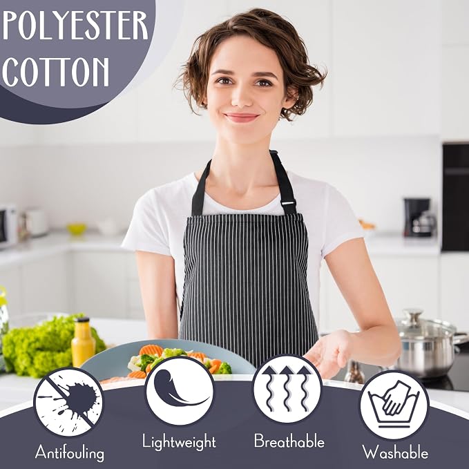 Handepo 12 Pcs Cotton Aprons for Women Men - Image 4