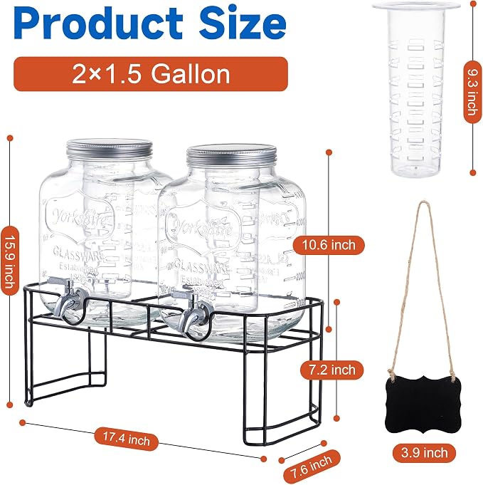 1.5 Gallon Glass Drink Dispensers - Image 7