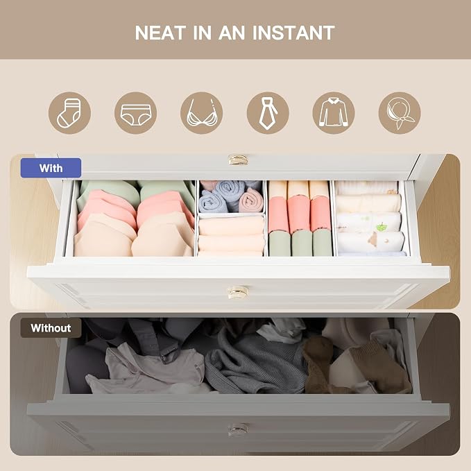 Criusia Drawer Organizer Clothes, 10 Pack Dresser Organizer - Image 3