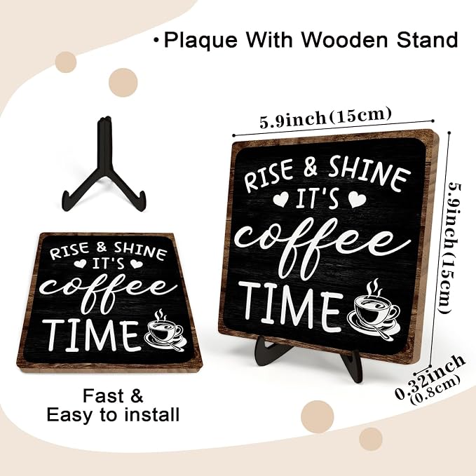 Farmhouse Coffee Wooden Plaque Sign, Vintage Desk Decor - Image 2