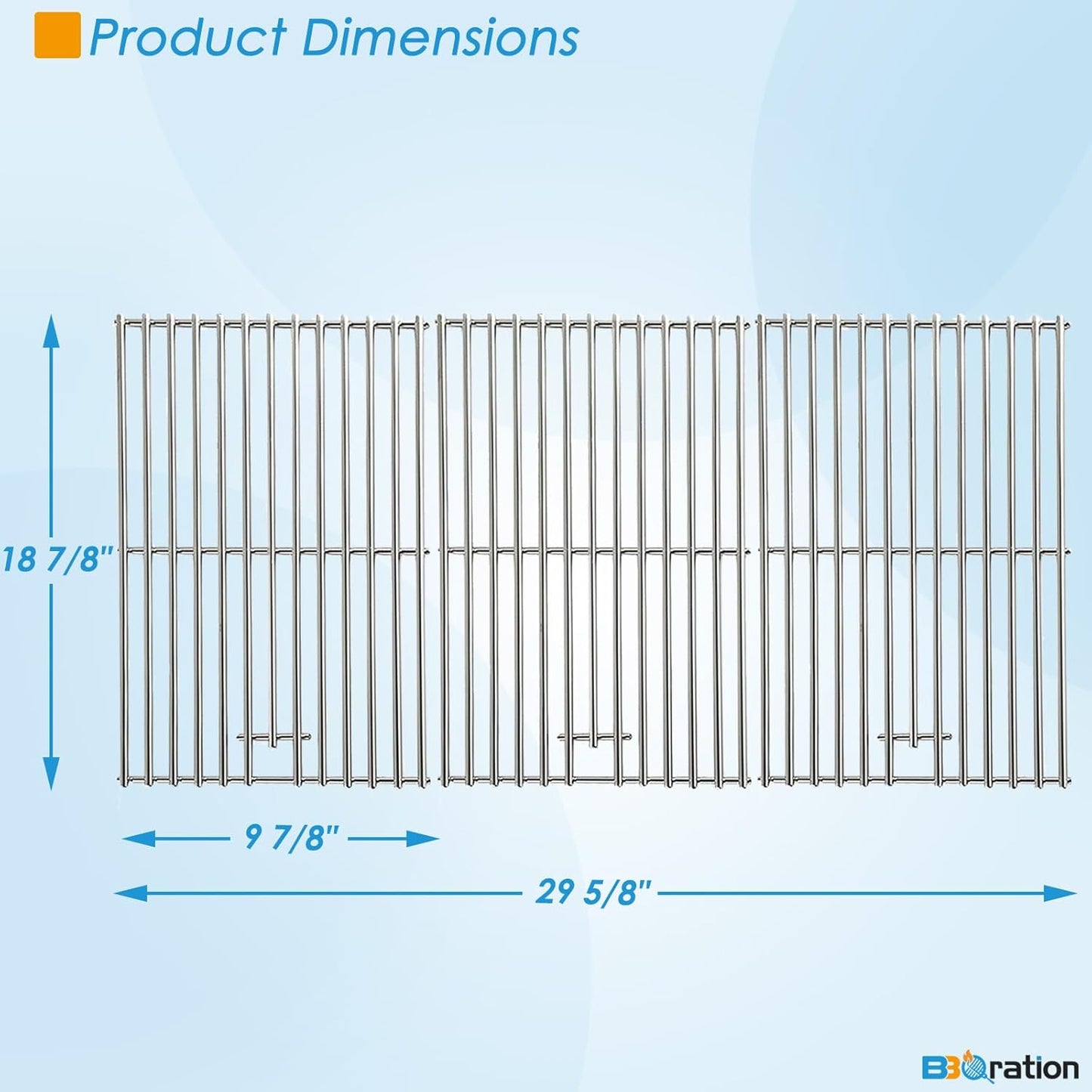 Grill Grates Replacement Parts for Kitchen Aid 720-0745B 720-0745 720-0745A 740-0780 730-0745 860-0012, Grill Grates for Kitchenaid Grill Replacement Parts, 18 7/8" x 9 7/8" Each