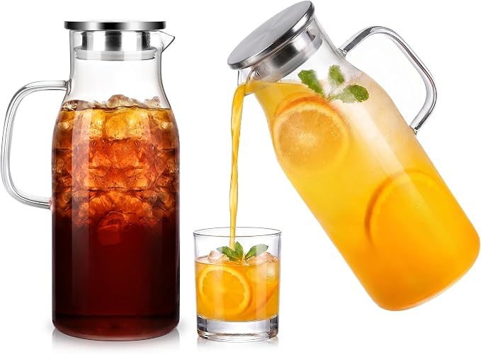 LUNA&MANTHA 2 Pack 2 Liter 68 oz Glass Pitcher by LUNAMANTHA
