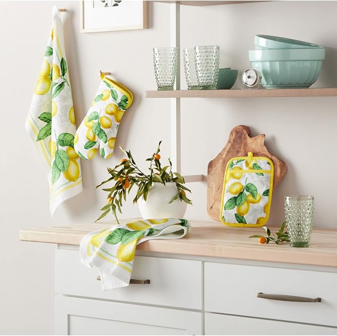 Martha Stewart Lots of Lemons Modern Kitchen Towel, Oven Mitt & Potholder Set - Image 2