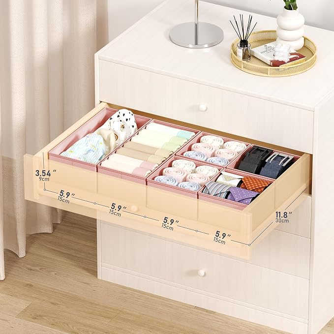 DIMJ Drawer Organizers Clothes, Fabric Closet Organizers and Storage, Shallow - Image 2