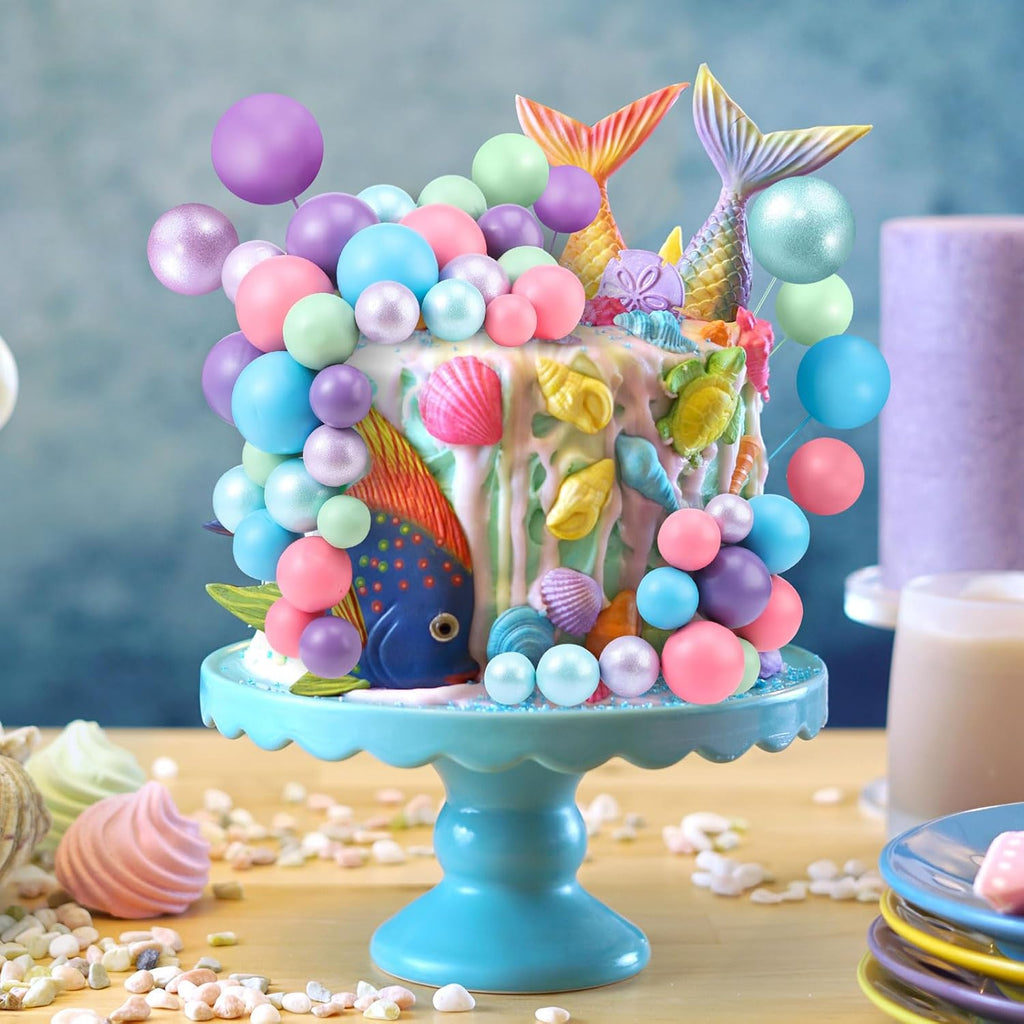 108 Pcs Balls Cake Topper DIY Cupcake Insert Foam Balloons for Cake Baking Wedding Anniversary Birthday Decoration(Bright Colors,Multi Sizes)