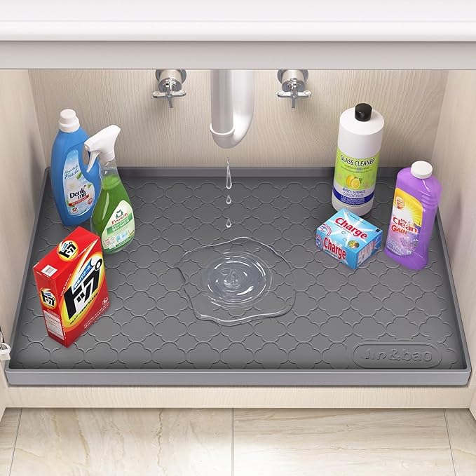 Jin&Bao Waterproof Under Sink Mat 40" x 19", Thick Silicone Mat Cabinet - Image 3