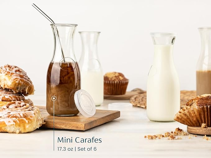 Glass Carafe Pitchers, by Kook, Mini Carafes- set of 6, Beverage Dispensers - Image 6