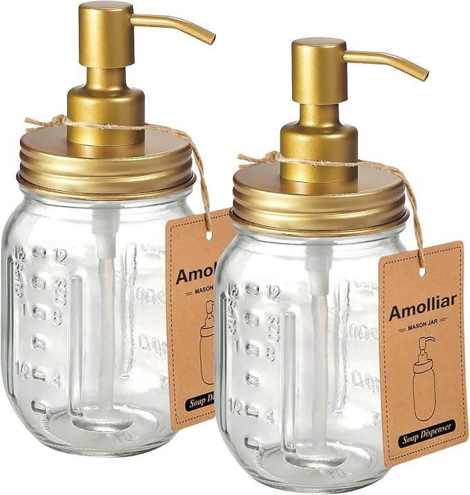 Amolliar Mason Jar Liquid Soap Dispenser -Rustproof Stainless Steel Farmhouse by Amolliar