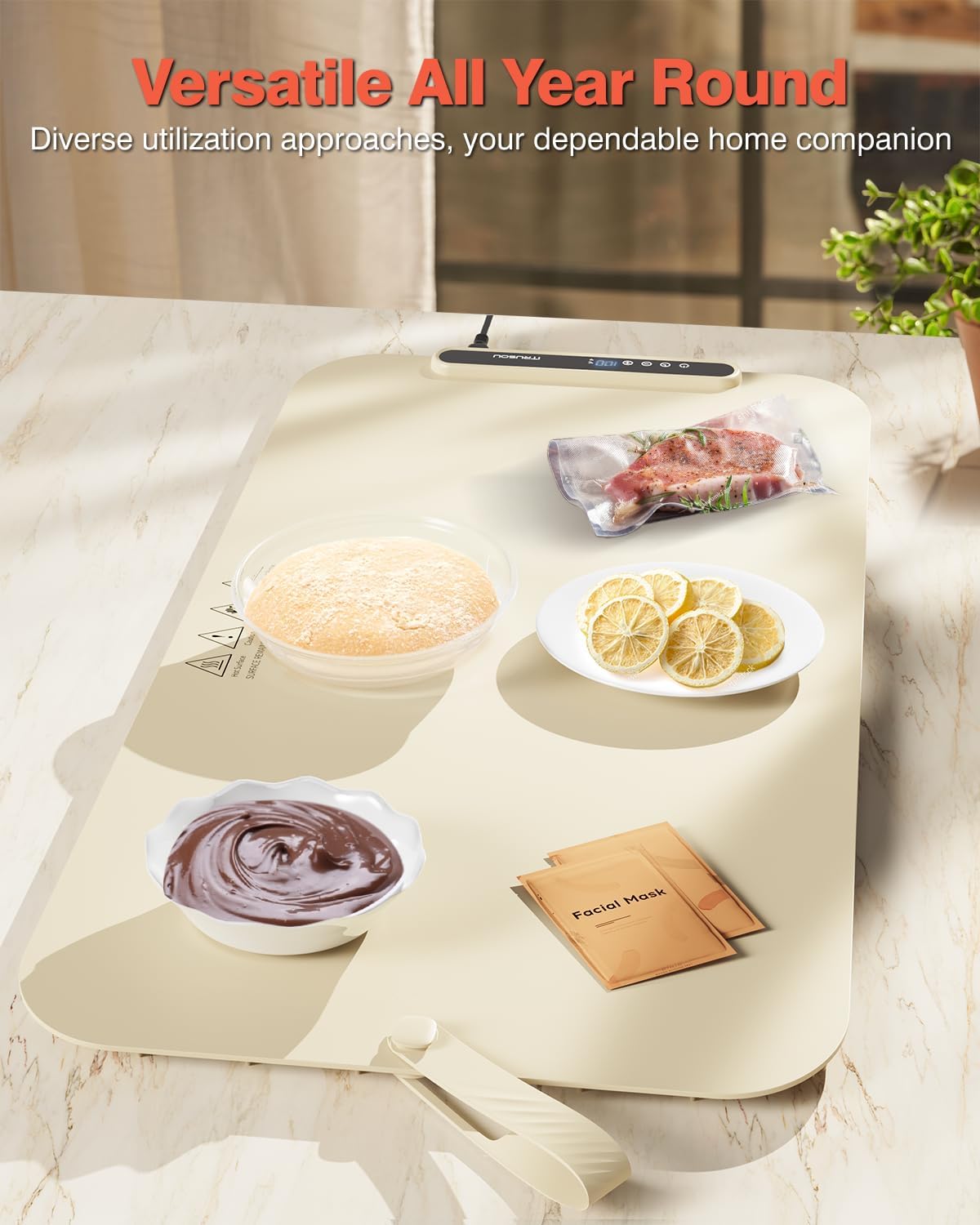 Food Warming Mat, iTRUSOU 27.5x16'' Electric Warming Tray with 7 Temp-Settings, Switchable Fahrenheit/Celsius, 99h Timer, Foldable Food Warmer Keep Food Warm at Buffet, Party, Sabbath, Daily Use
