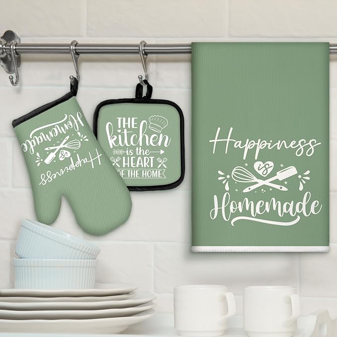 Sratte 6 Pcs Kitchen Decor Accessories Set Farmhouse Towels Pot Holders Oven - Image 2