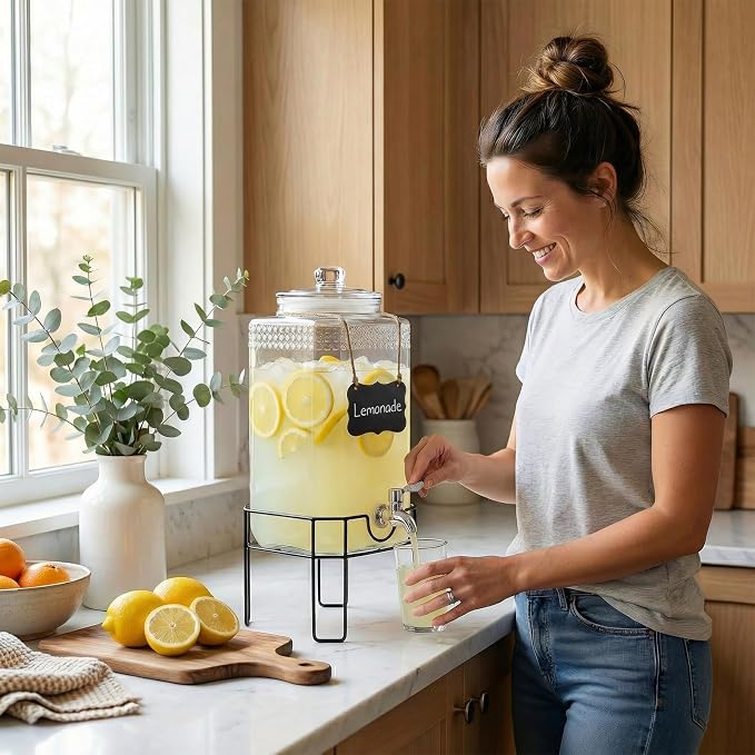 1.5 Gallon Glass Drink Dispenser, Drink Dispensers - Image 8