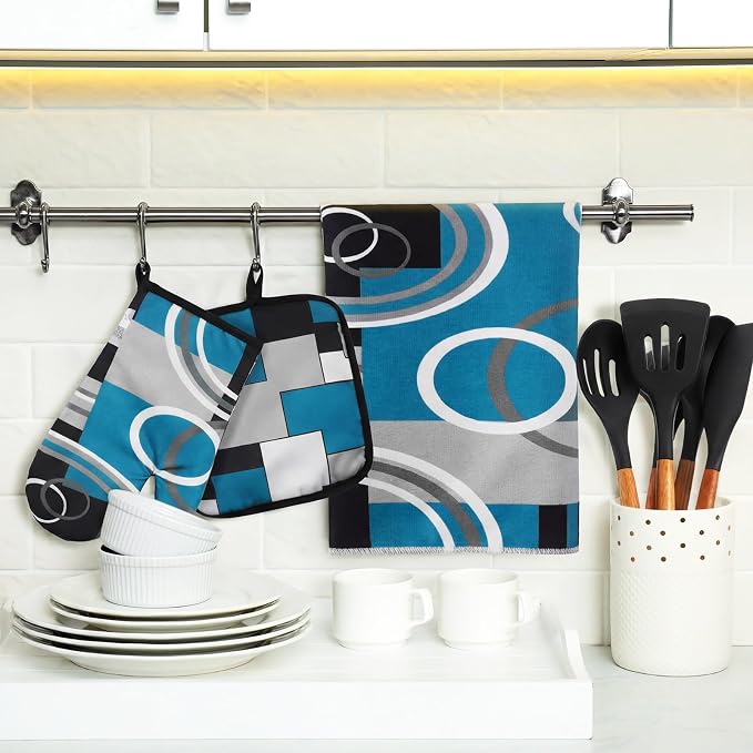 Jingmore 6 Pcs Kitchen Decor Set Accessory Farmhouse Kitchen Towels Pot Holders - Image 2