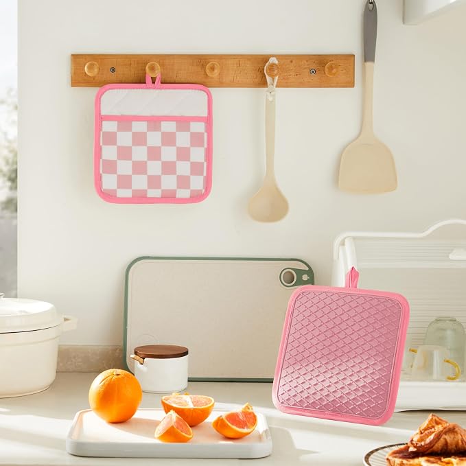 Ohocut Pink Checkered Pot Holder, Checkerboard Potholders - Image 4