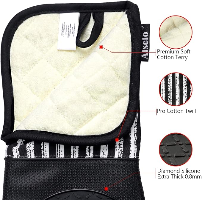 Alselo Silicone Oven Mitts Heat Resistant 932℉ - Image 5