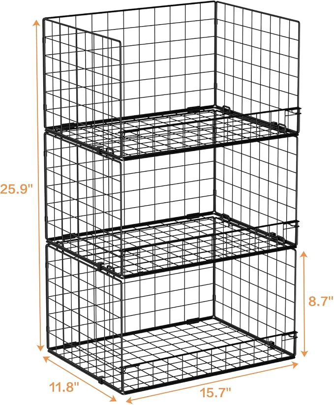 Yociyoga 3-Tier Stackable Closet Organizers and Storage Shelves, Foldable - Image 2