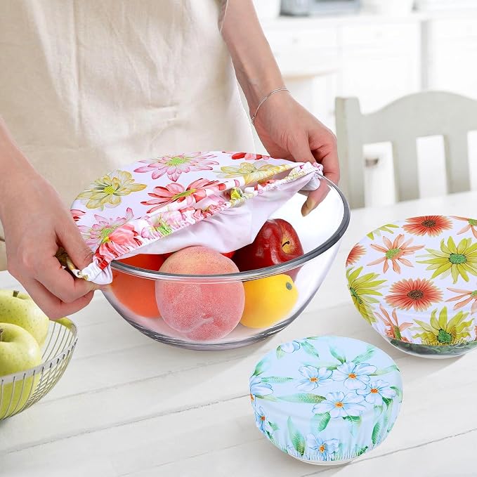 5 Pieces Bowl Covers Reusable, 5 Size Elastic Cloth Bowl Covers - Image 3