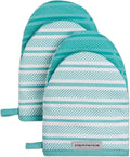 KitchenAid Albany Mini Oven Mitt 2-Pack Set, Aqua Sky by KitchenAid