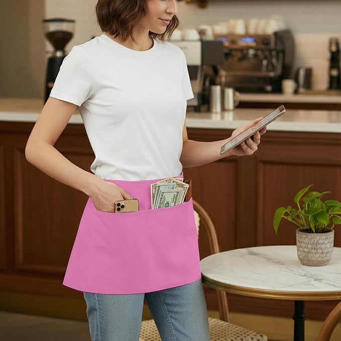 BOHARERS Pink Waitress Apron for Women - Image 3