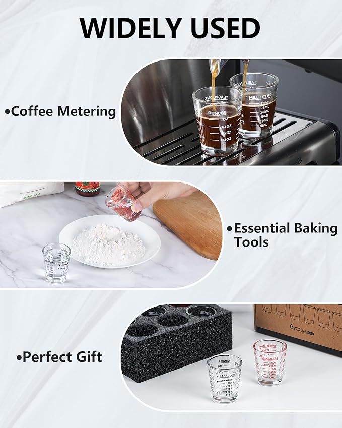 SAIAOKJ Shot Glasses Measuring Cup Set 6 Pack Espresso Shot Glasses Liquid - Image 4