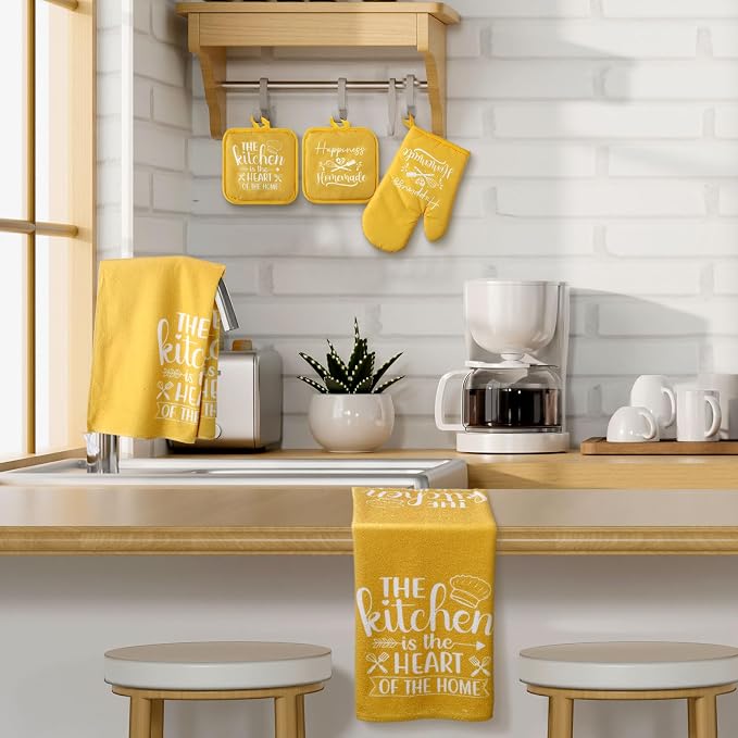 Sratte 6 Pcs Kitchen Decor Accessories Set Farmhouse Towels Pot Holders Oven - Image 7