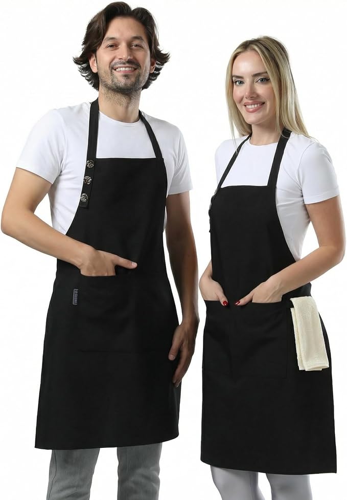 TOSHE Kitchen Apron Waterdrop Resistant Cotton Apron by TOSHE