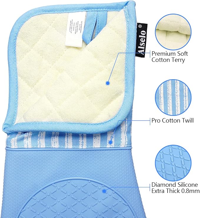 Alselo Silicone Oven Mitts Heat Resistant 932℉ - Image 5