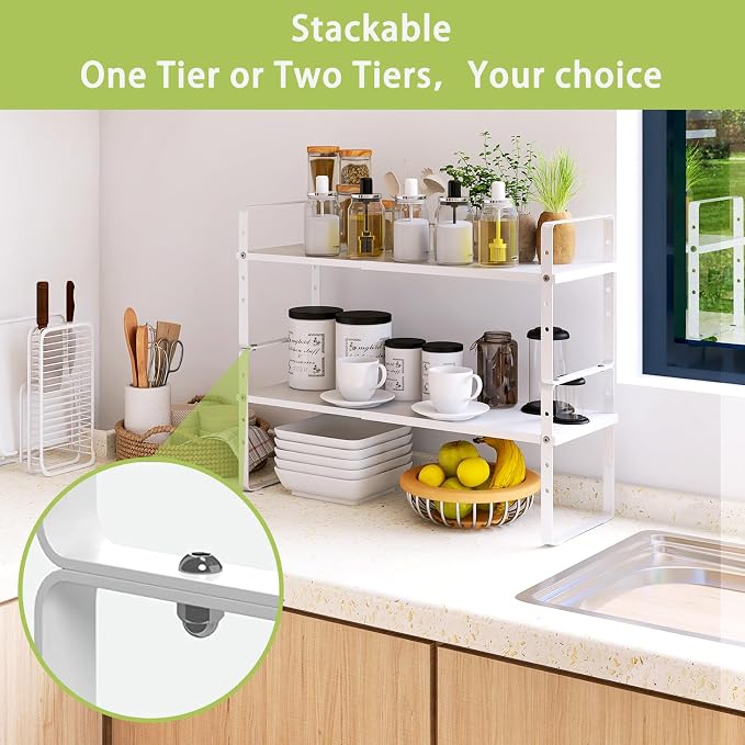 Across-Star Expandable Cabinet Shelf Organizer Rack, Stackable Kitchen Counter - Image 6