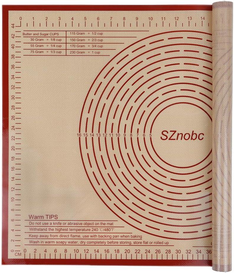 Silicone Pastry Mat 28''By 20'' Nonstick Baking Mats Non-slip Counter Mat for Dough Rolling, Pastry, Pie Crust, Fondant, Cookies, Bread, Pasta, Pizza Mat