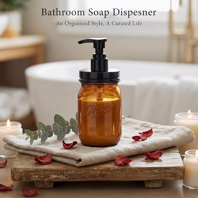 Amolliar Plastic Mason Jar Soap Dispenser - Image 5