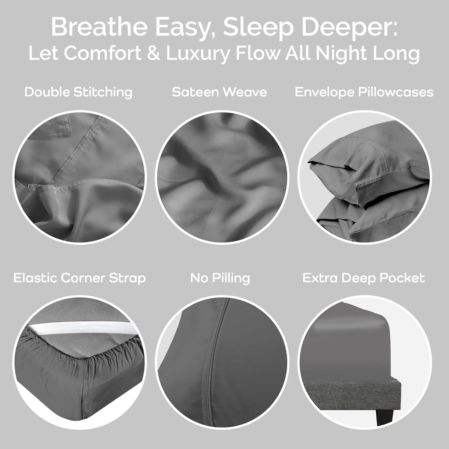 100% Viscose from Bamboo Sheets California King Size, Super Soft Bedding Set, 4PC Cooling Sheets for Hot Sleepers, Vegan Silk Moisture Wicking, Organically Grown Bedsheet, Steel - 72" x 84"