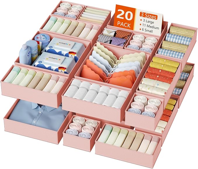 DIMJ Drawer Organizer Clothes, 20 Pack Dresser Organizer, Foldable Closet by DiMJ