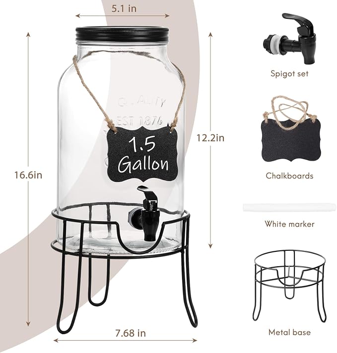 1.5 Gallon Glass Drink Dispensers - Image 2
