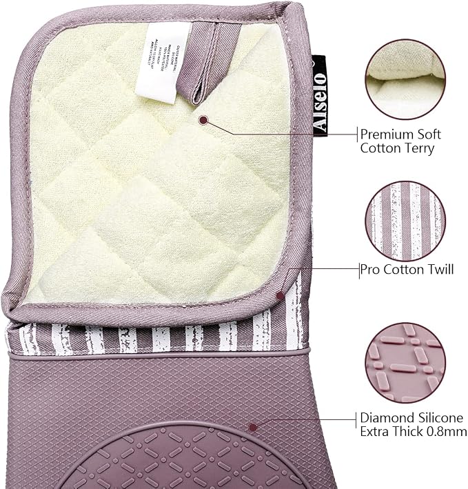 Alselo Silicone Oven Mitts Heat Resistant 932℉ - Image 5