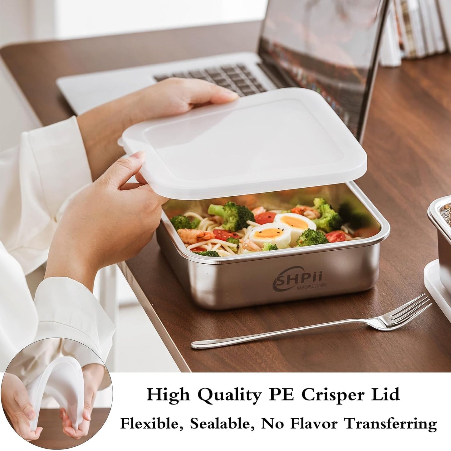 Square Colander Set,304 Stainless Steel with PE Lid,Storage Container,Prep,Tofu Drainer,Shellfish Drainer,Back of House Preparation,Refrigerator Storage,Picnic Party (1500ML)