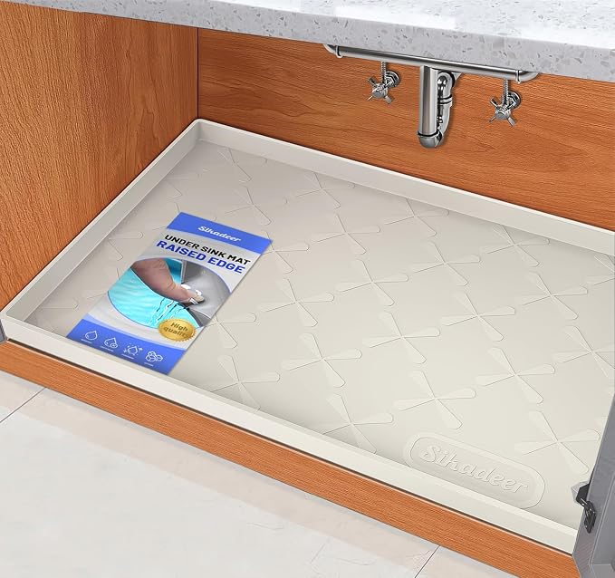 SIKADEER 37" x 22" Under Sink Mat Waterproof, Silicone Mat Kitchen Drawer Shelf by SIKADEER