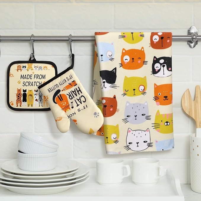 Jingmore 6 Pcs Kitchen Decor Set Accessorie Farmhouse Kitchen Towels Pot - Image 2