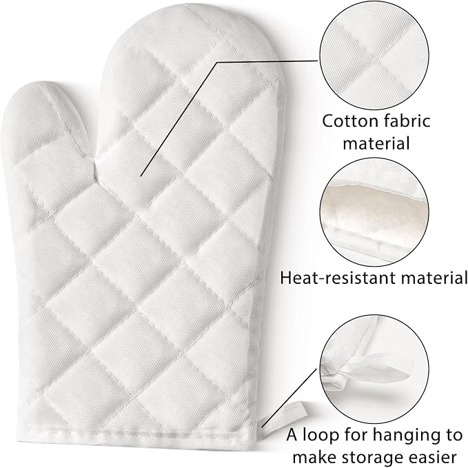 GROBRO7 6Pcs Cotton Oven Mitts and Pot Holders Set Heat Resistant Hot Pads - Image 4