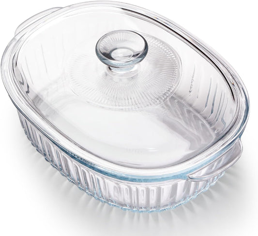 NUTRIUPS 3QT Oval Glass Casserole Dish with Glass Lid, Borosilicate Glass, Large Oval Casserole Dish for Oven, Baking Dish with Lid