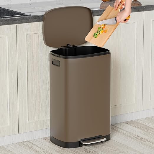 KdbK 13 Gallon Trash Can with Lid, 50L Fingerprint Proof Stainless Steel - Image 2