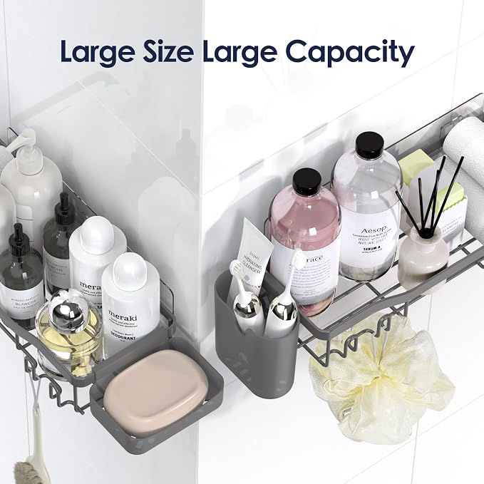 NESOMI Shower Caddy Adhesive Shower Organizer 8-Pack, Rustproof Stainless Steel - Image 9