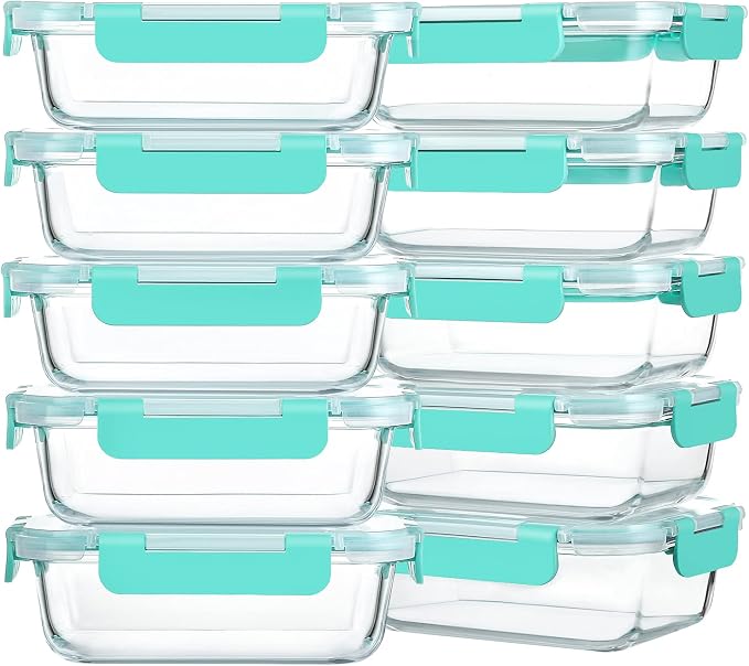 M MCIRCO 10-Pack 22 Oz Glass Meal Prep Containers by MMCIRCO