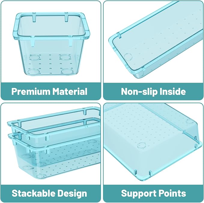 WOWBOX 40 PCS Plastic Drawer Organizer Set, 4 Sizes Desk Drawer Organization - Image 2