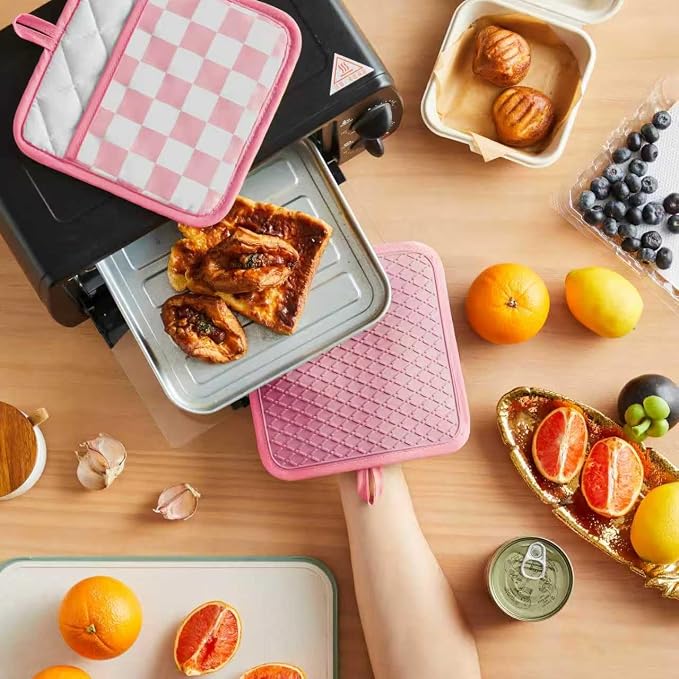 Ohocut Pink Checkered Pot Holder, Checkerboard Potholders - Image 2