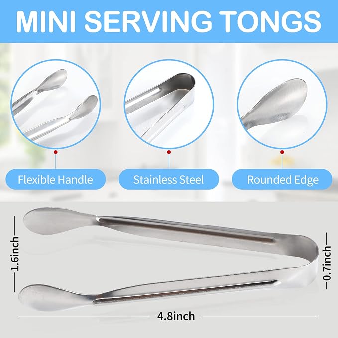 18PCS Mini Tongs for Appetizers, 5Inch Serving Tongs, Ice Tong Appetizer Tong - Image 2